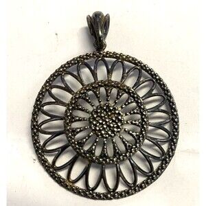 Vintage Sterling Silver Daisy Floral Flower Pendant Milor Italy 925 Free Ship